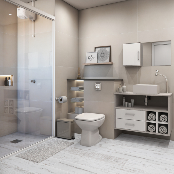 Kit Vaso Sanitário Convencional com Assento Branco Saída Vertical Thema Incepa - Image 5