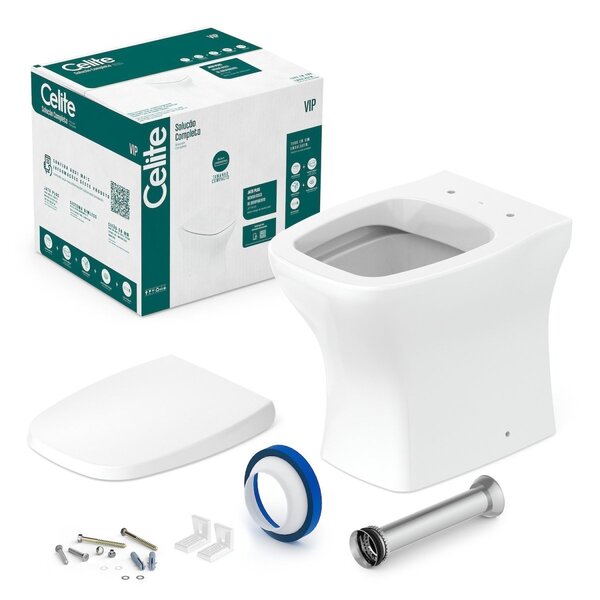 Kit Vaso Sanitário Rimless Com Assento Pp Softclose Vip Celite Branco Brilho - Image 5