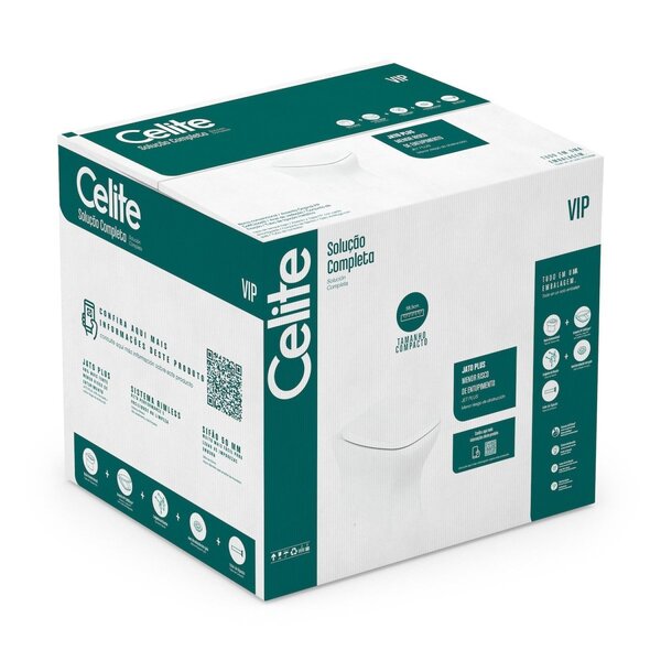 Kit Vaso Sanitário Rimless Com Assento Pp Softclose Vip Celite Branco Brilho - Image 9