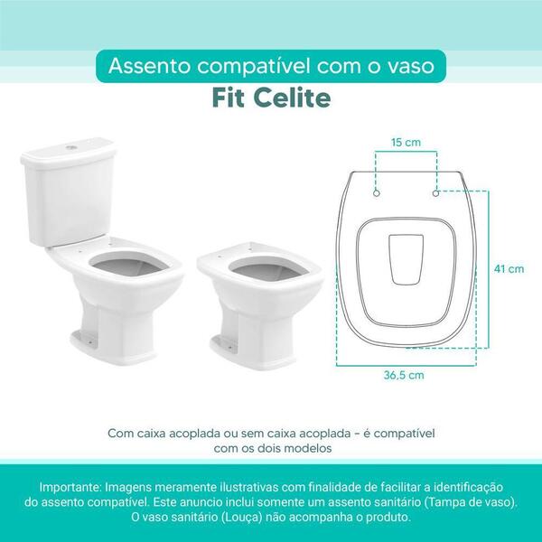 Tampa Vaso Sanitário Madeira Laqueada Fit Branco Para Bacia Celite - Image 3