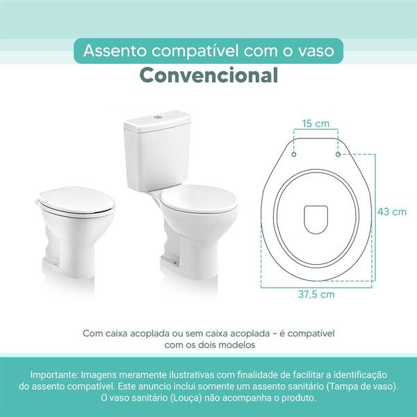Tampa Vaso Sanitário Madeira Laqueada Oval Convencional Branco Para Bacia Celite - Image 3