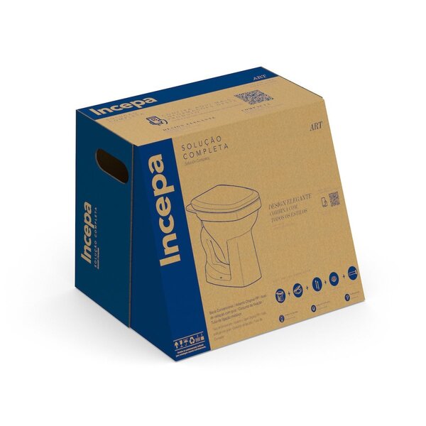 Vaso Sanitário Convencional Com Assento Queda Amortecida Art Incepa Branco Brilhante - Image 6