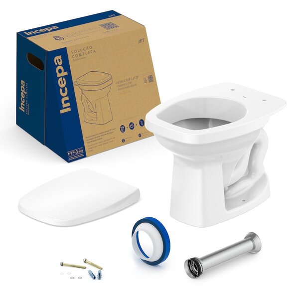 Vaso Sanitário Convencional Com Assento Queda Amortecida Art Incepa Branco Brilhante - Image 2