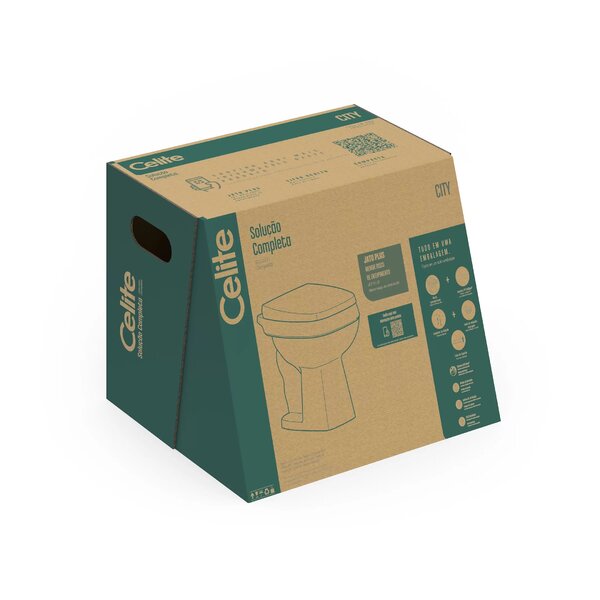 Vaso Sanitário Convencional Com Assento Soft Close City Celite Branco Brilhante - Image 4