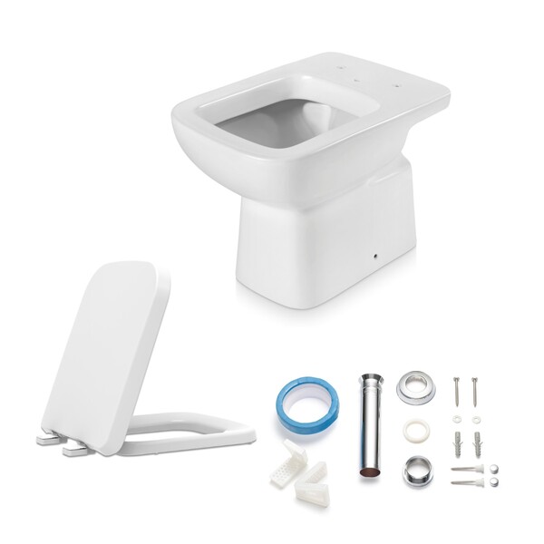 Kit Vaso Sanitário Convencional para Descarga de Parede Branco Vertical Lyon Sensea