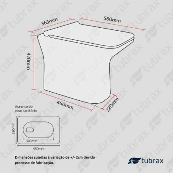Vaso Sanitário Convencional Modelo Virentis Tubrax - VAB0030-C - Image 5