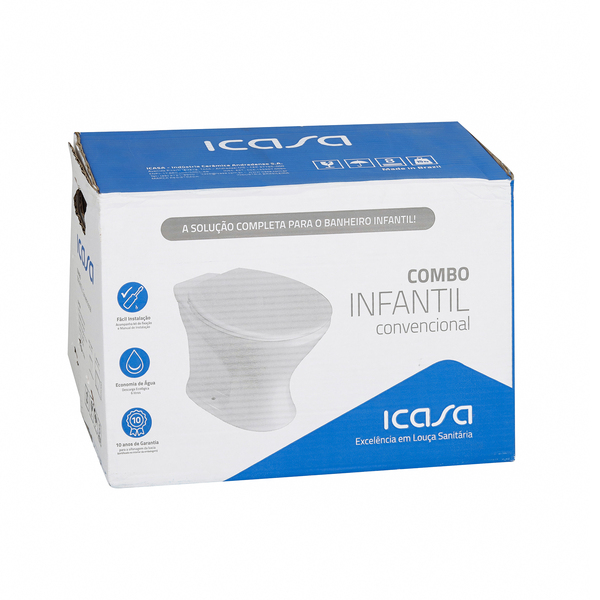 Kit Vaso Sanitário Convencional para Descarga de Parede com Assento Saída Vertical Infantil Branco Icasa - Image 10