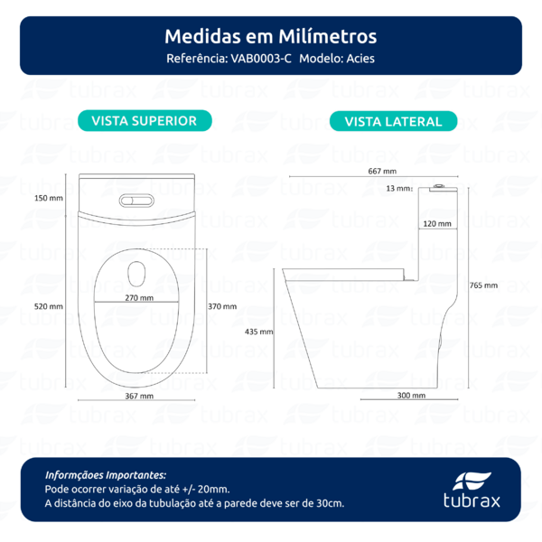 Vaso Sanitário Monobloco Completo - Caixa Acoplada Privada Acies Tubrax - Image 10