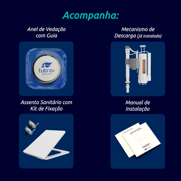 Vaso Sanitário Monobloco Completo - Caixa Acoplada Privada Diamante Tubrax - Image 9