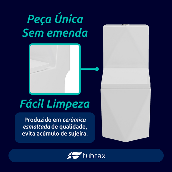 Vaso Sanitário Monobloco Completo - Caixa Acoplada Privada Diamante Tubrax - Image 3
