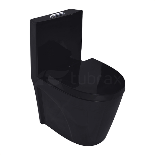 Vaso Sanitário Monobloco Completo Caixa Acoplada Privada Preto Modelo Unio Tubrax