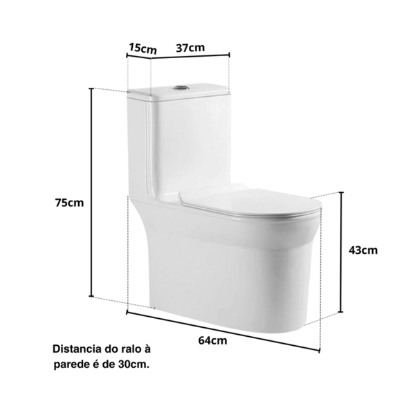 Vaso Sanitário Monobloco Esmaltado Kit Completo Xambre Mx101 Branco - Image 3