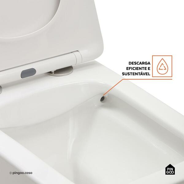 Vaso Sanitário Suspenso Saída Horizontal Hematita Pingoo.casa - Branco - Image 5